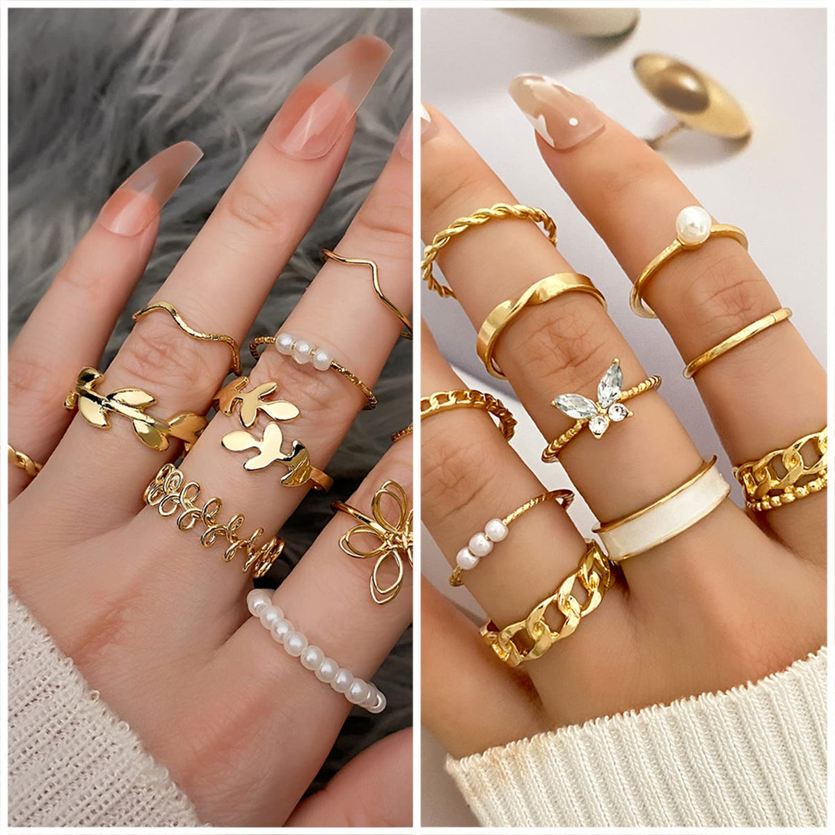 Women's Accessories - 36-Piece Gold Plated Jewelry Set Necklaces Bracelets Earrings Rings Gift