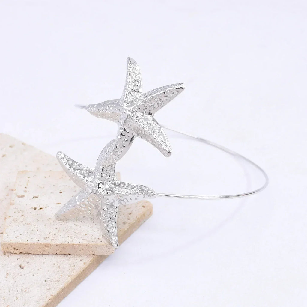 New Fashion Golden Alloy 2 Starfish Arm Bracelet for Women  Summer Beach \Dance Party Cuff Bracelets Jewlery Accessories Gifts