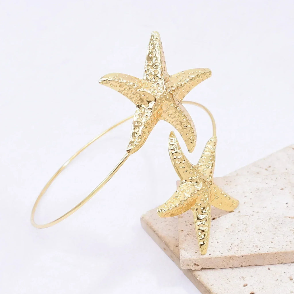 New Fashion Golden Alloy 2 Starfish Arm Bracelet for Women  Summer Beach \Dance Party Cuff Bracelets Jewlery Accessories Gifts