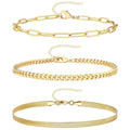3Pcs Stainless Steel Beach Anklet Set For Women Waterproof Snake Twisted Rope Chain On Foot Jewelry Girls Summer Ankle Bracelet