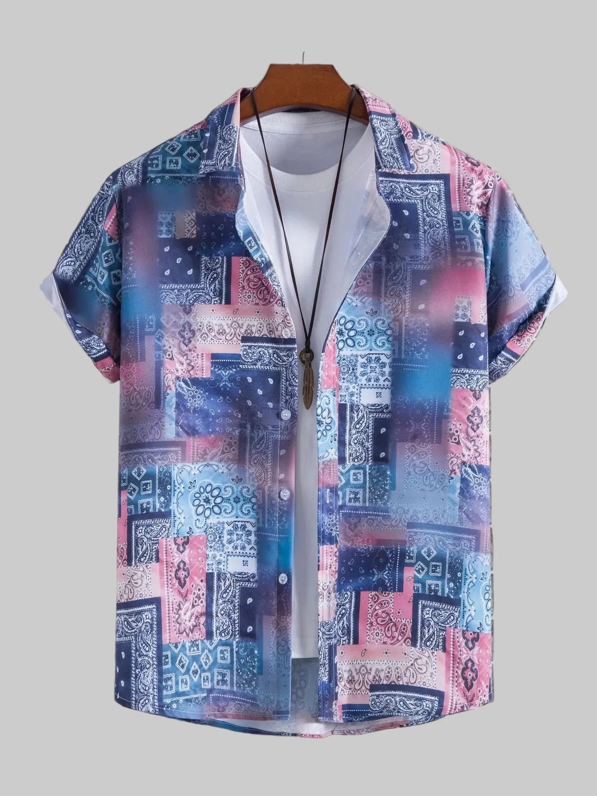 Men's Plus Size Printed Short Sleeve Casual Shirt