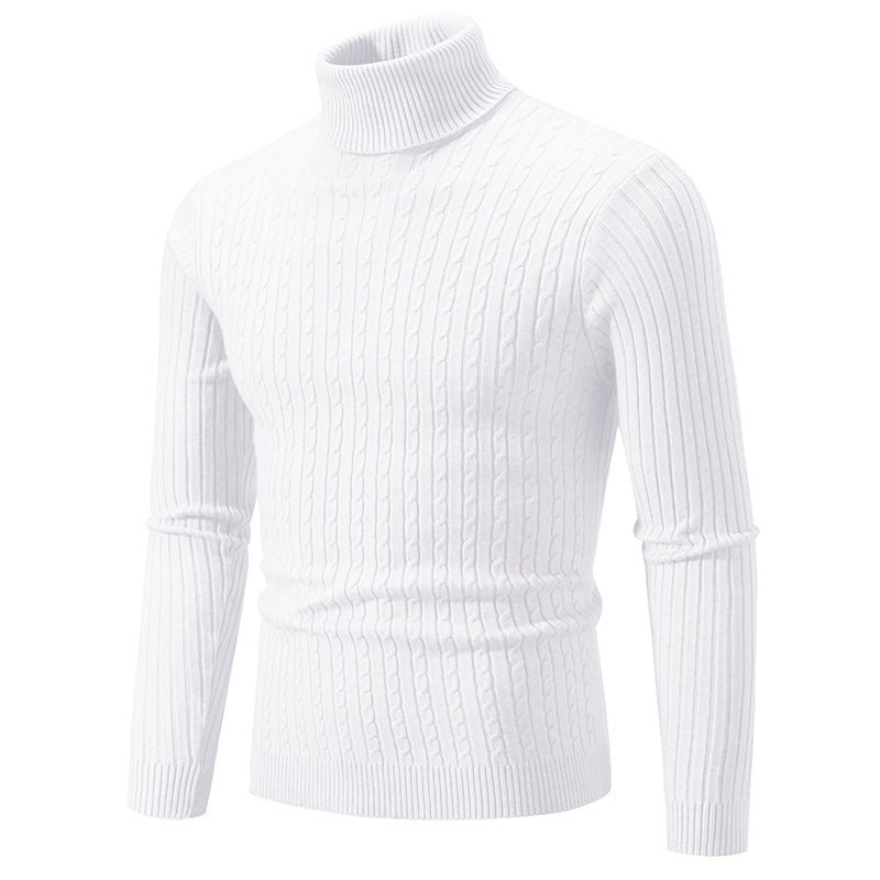 Men's Solid-Color Fashion Twist-Knit Pullover Sweater